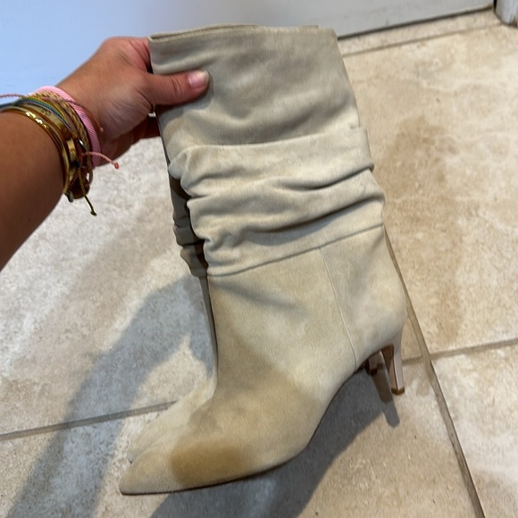 Paris Texas Angora Cream Suede Slouchy Heeled Boots 9/39 - Picture 5 of 9